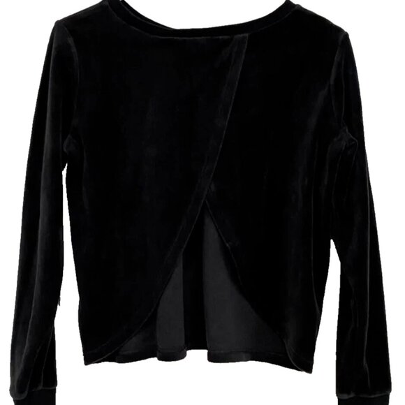 Victoria Secret Black Velvet Feel with Slit Open Back Sweatshirt Pullover Size L - Picture 3 of 8